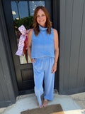 karlie solid scuba pant in powder blue