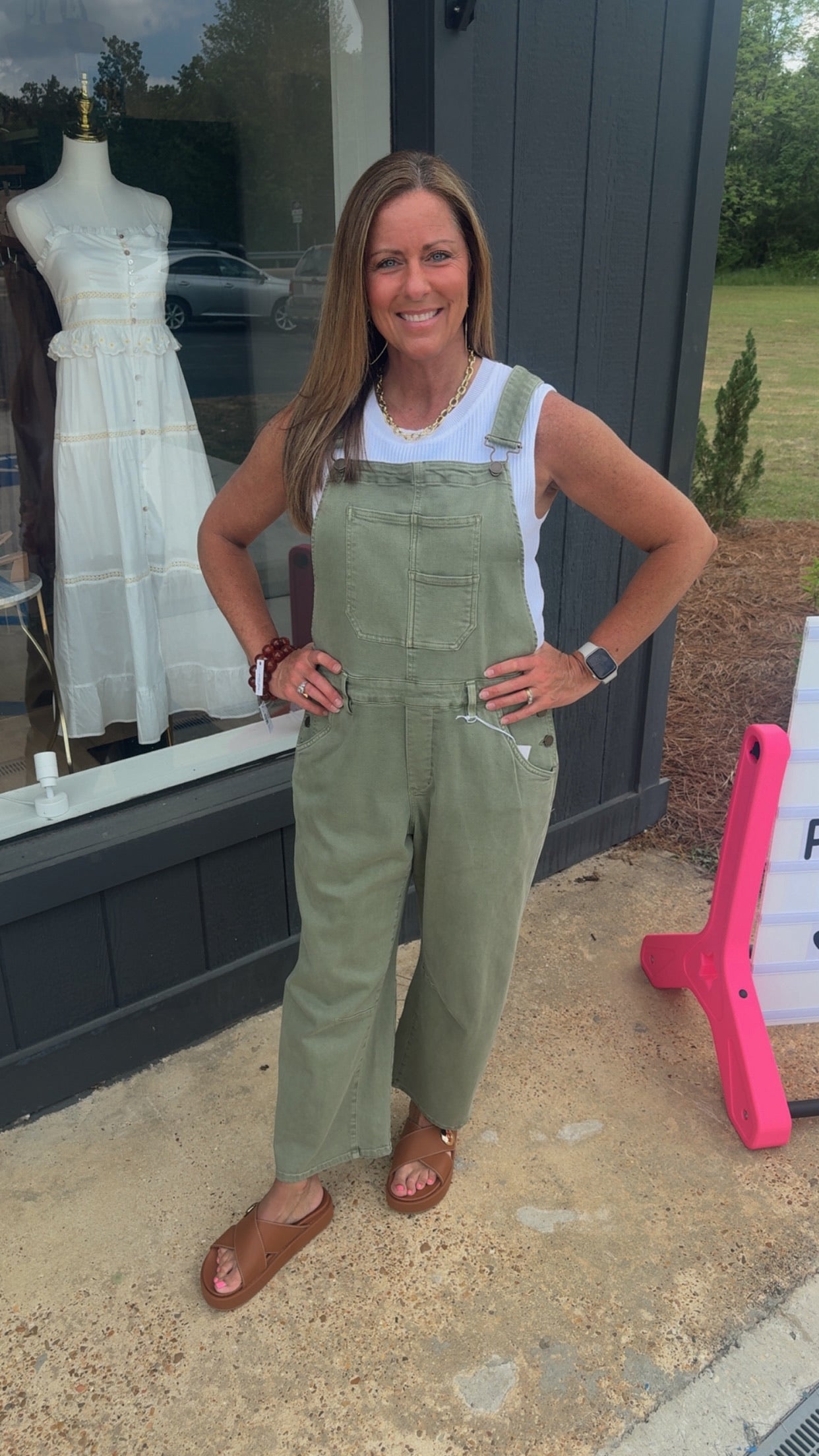 dear john lasso overall in vetiver green