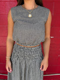 z supply merit gingham top in black
