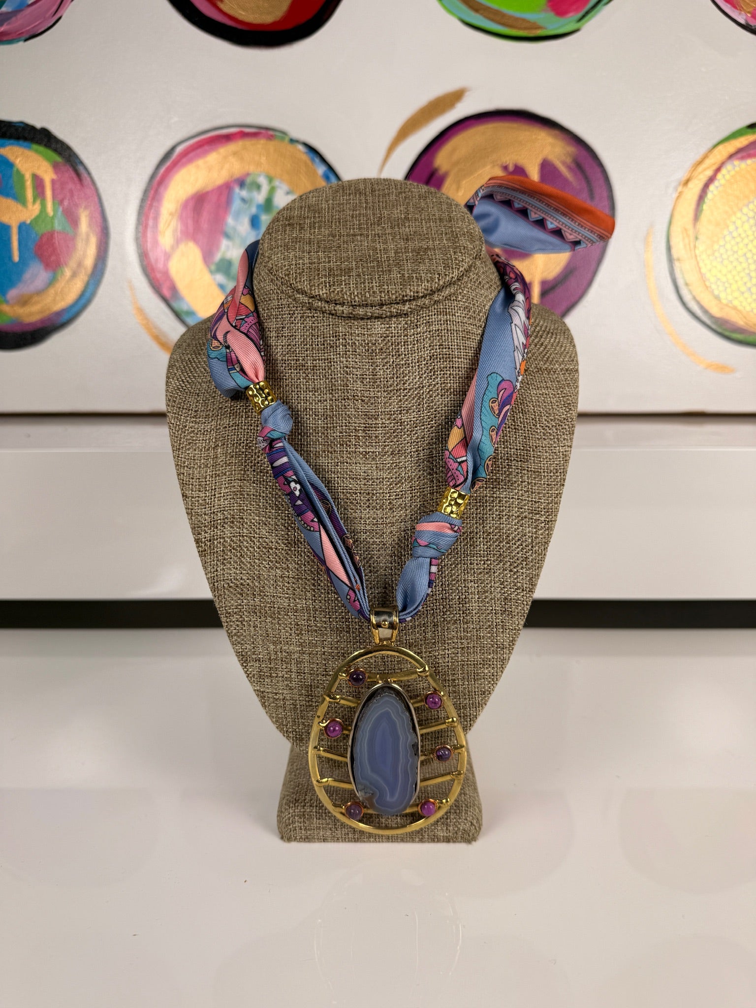 jennifer thames scarf with large pendant