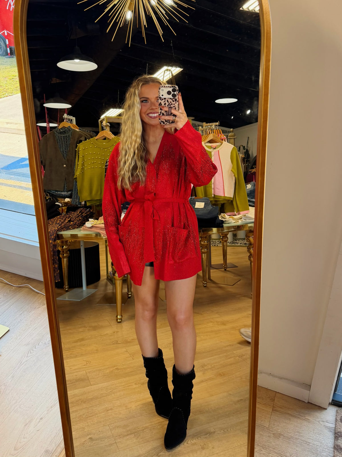 grand glitz sweater cardigan in red