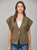 perla button top in olive suede