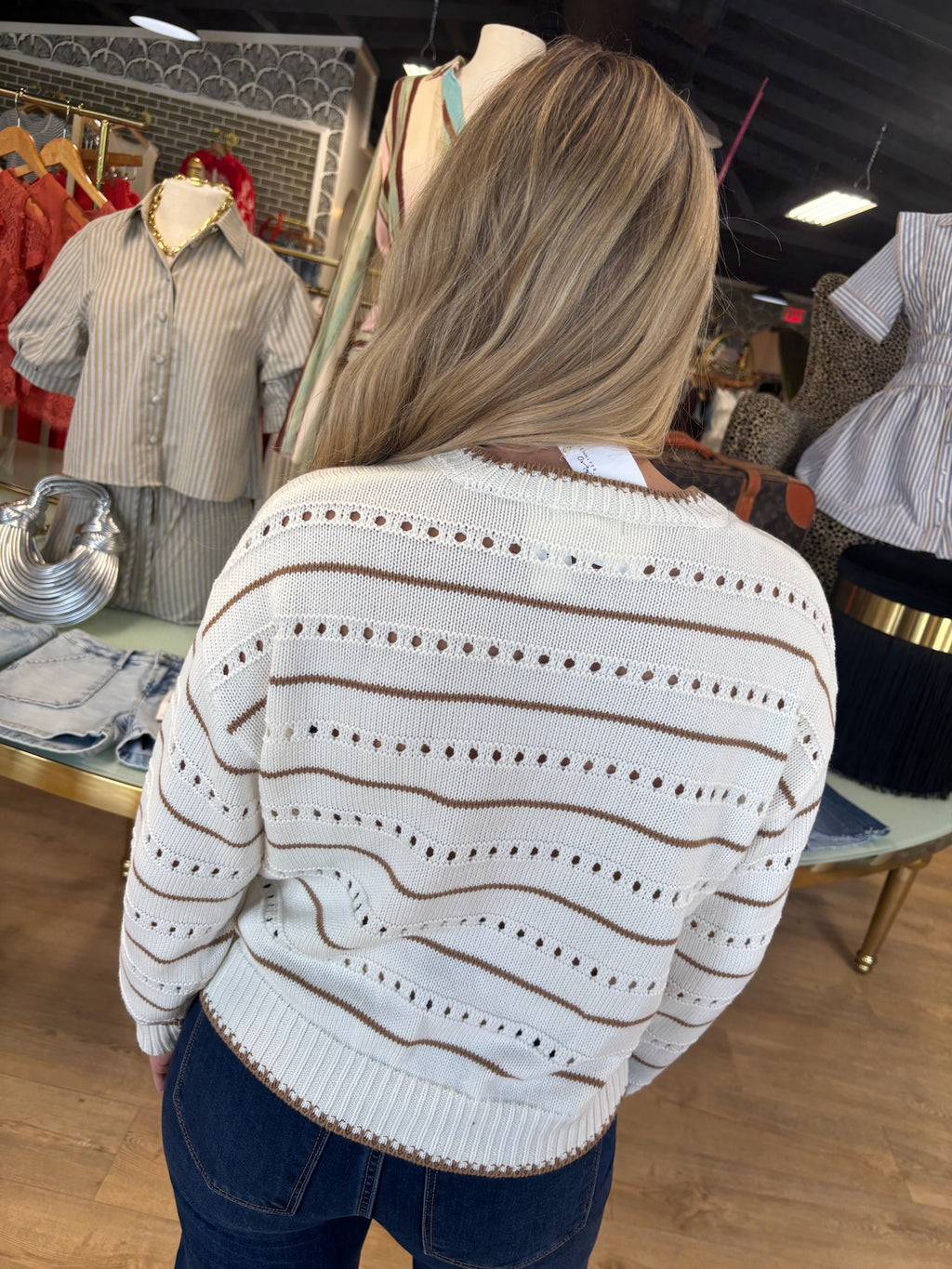z supply darby stripe sweater in sandstone