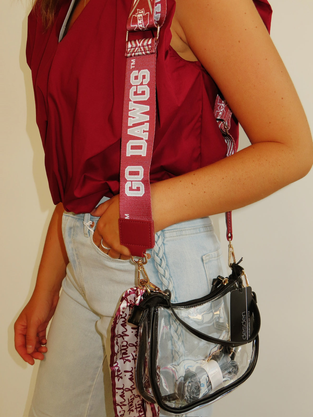 karlie solid poplin sleeveless bubble top in burgundy