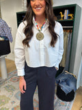 karlie solid poplin button up in white