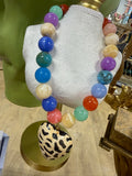 jennifer thames round multi chunky necklace with heart pendant