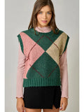Mystree Argyle Emerald Sweater