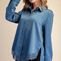 glam satin high low effect shirt