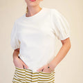 glam round neck puff sleeve top