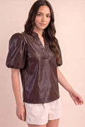 glam v-neck puff sleeve top