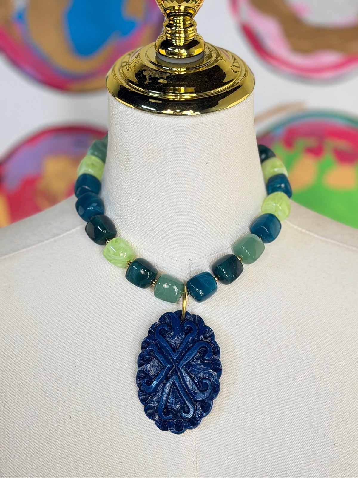 Jennifer Thames Holly Necklace, Blue