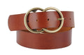 double circle buckle leather belt in tan