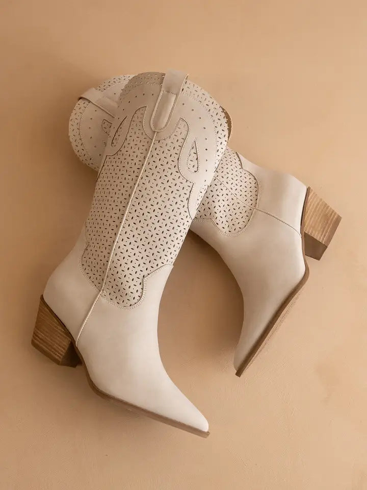 gabby western boot in cream