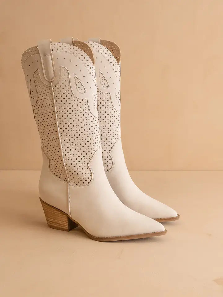 gabby western boot in cream