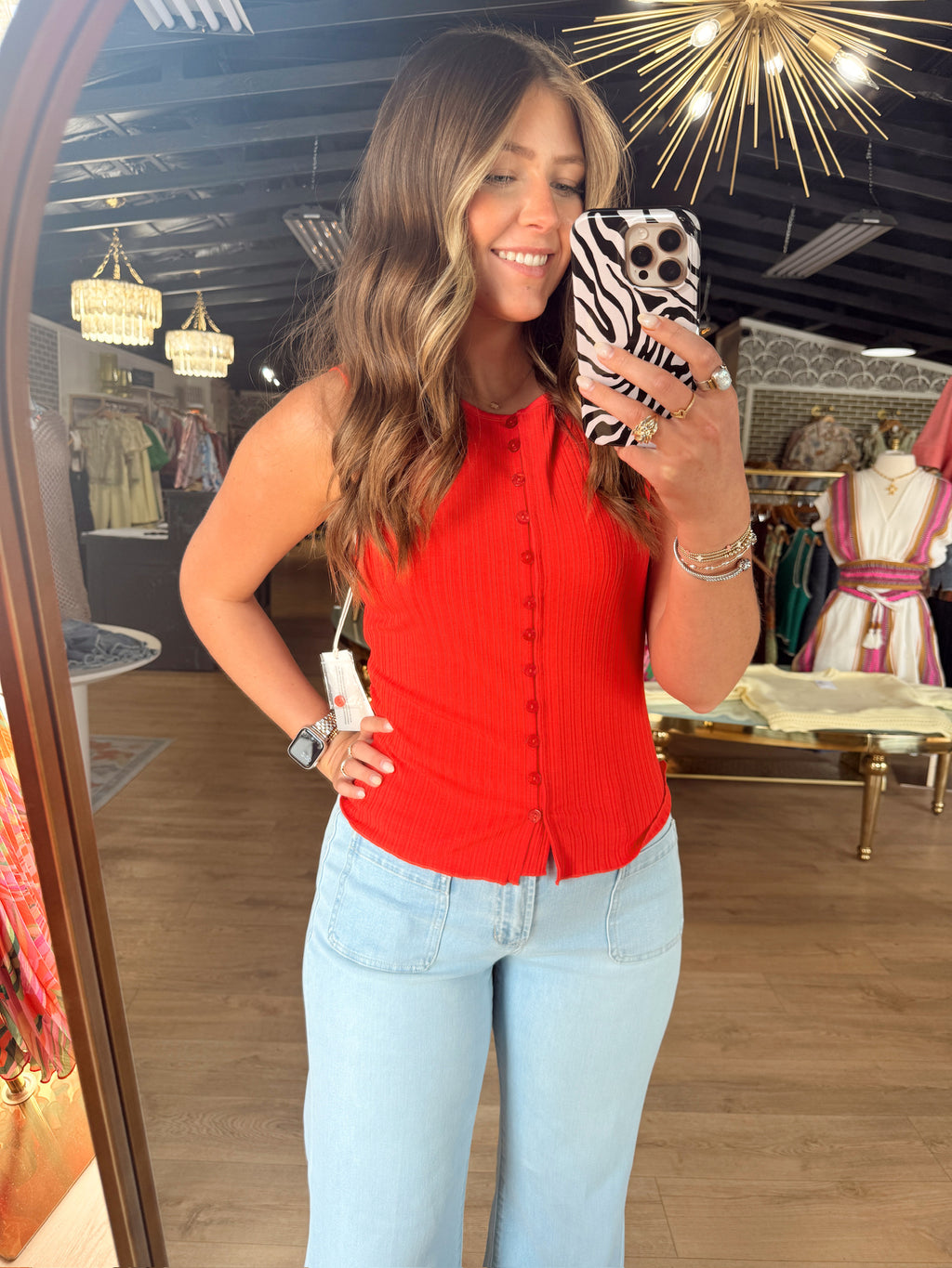 another love kaleah tank in firetruck red