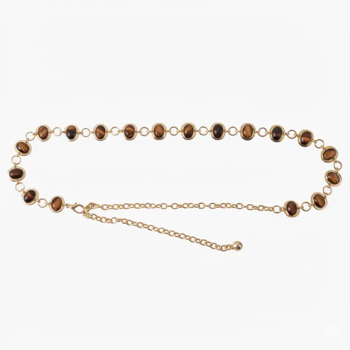 Glossy Coffee Bean Chain Belt