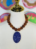 Jennifer Thames Holly Necklace, Blue with Brown