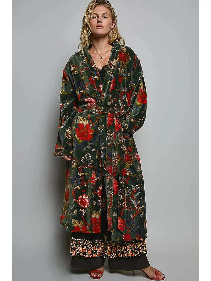 willow belted kimono in green