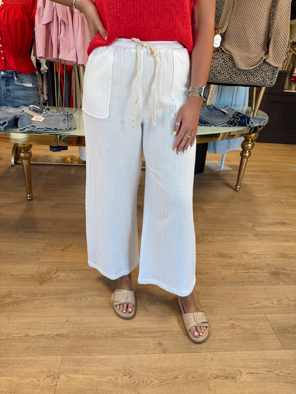 sadie & sage lilah wide leg pant in ivory