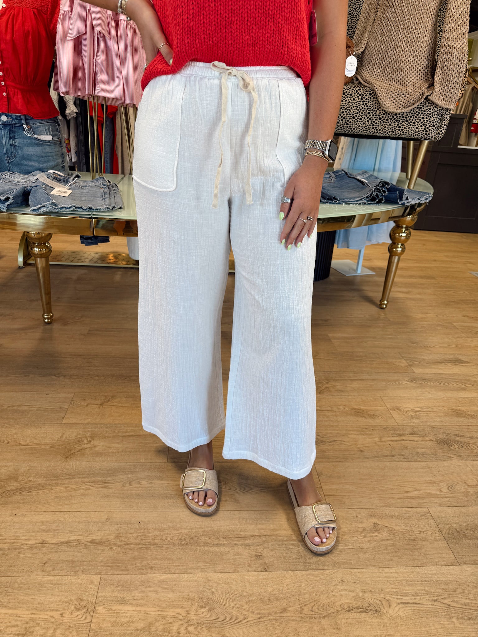 sadie & sage lilah wide leg pant in ivory
