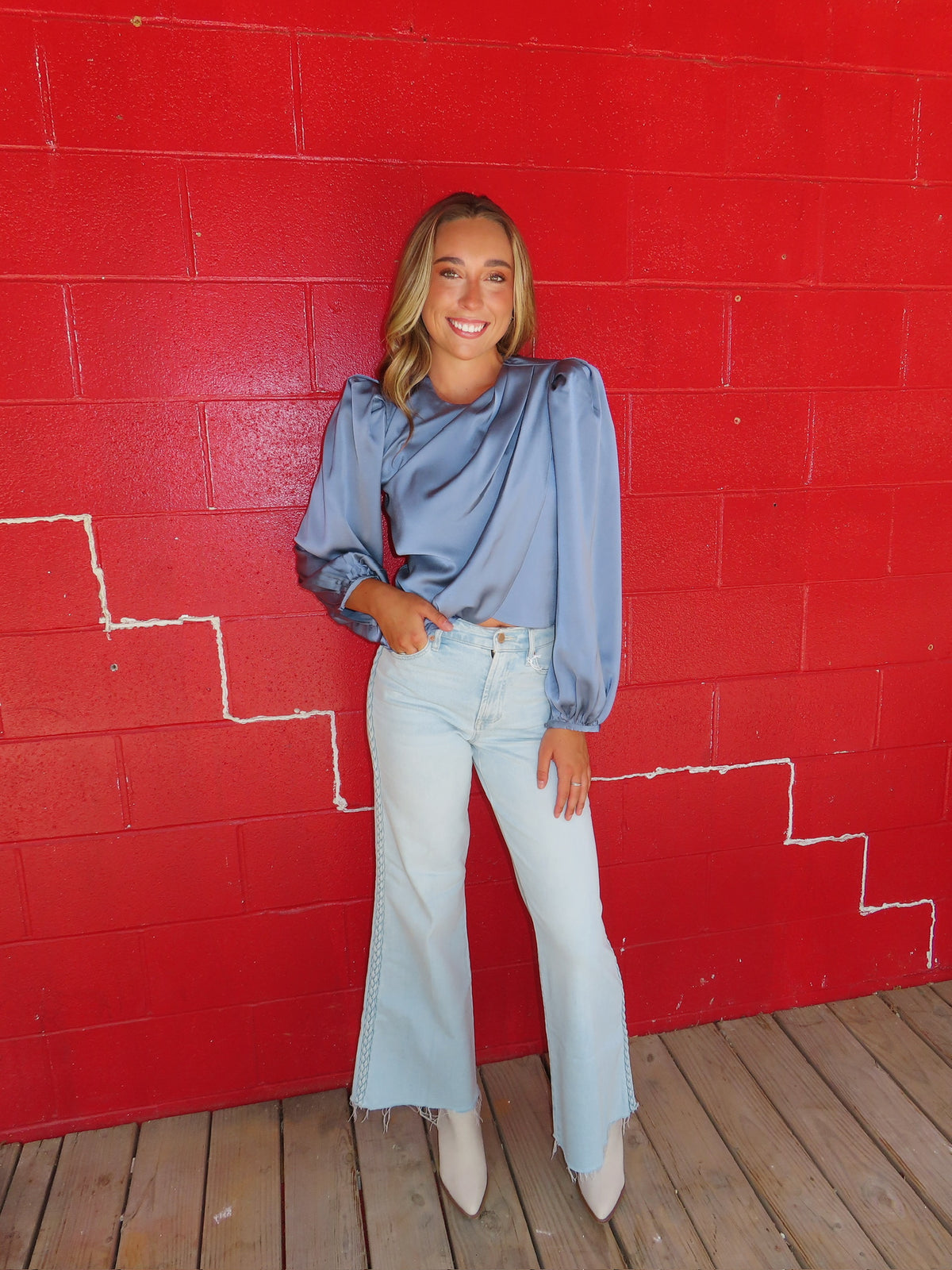 astr beatrice top in slate blue