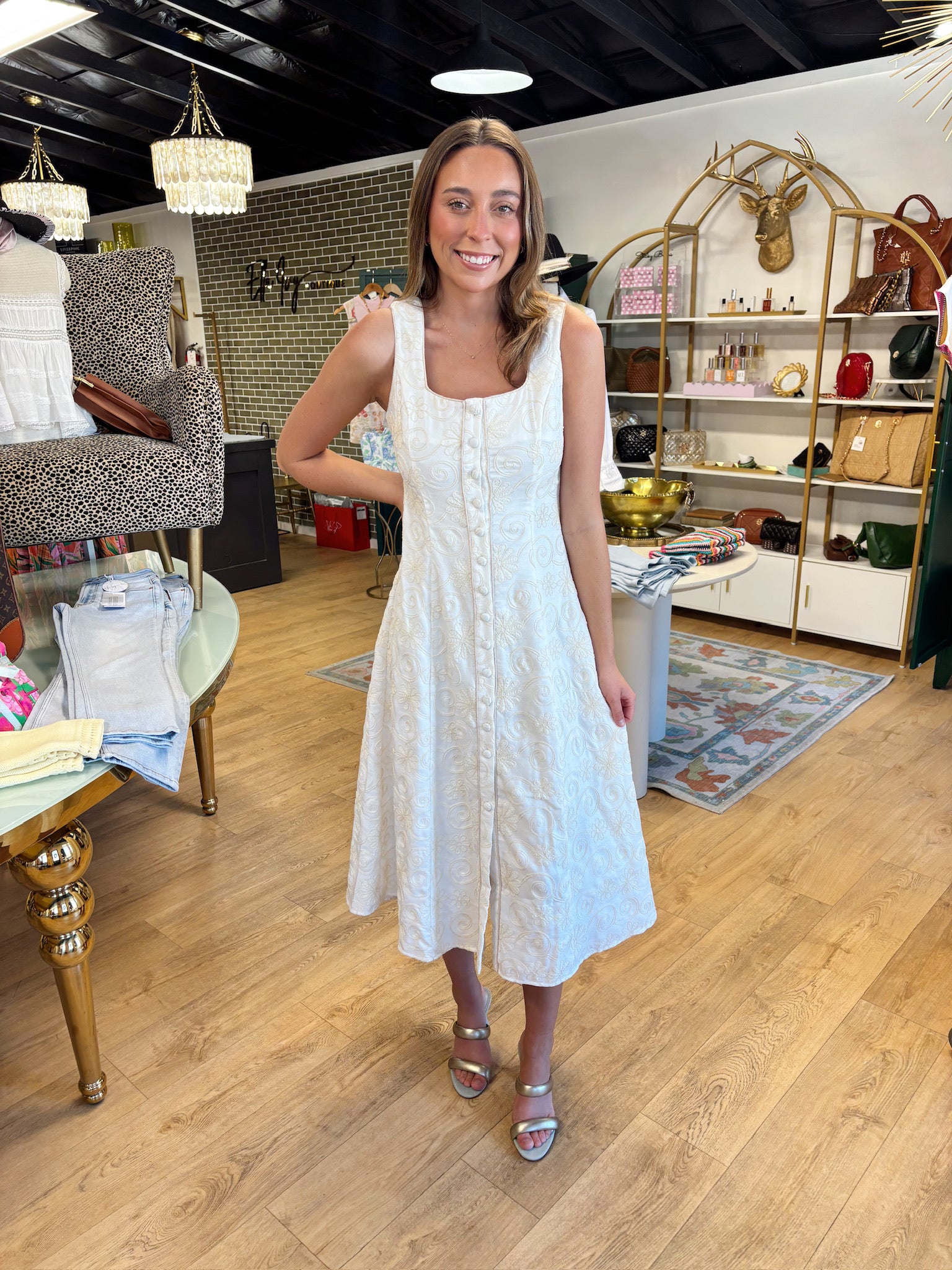 zoe and claire molly dress in natural floral