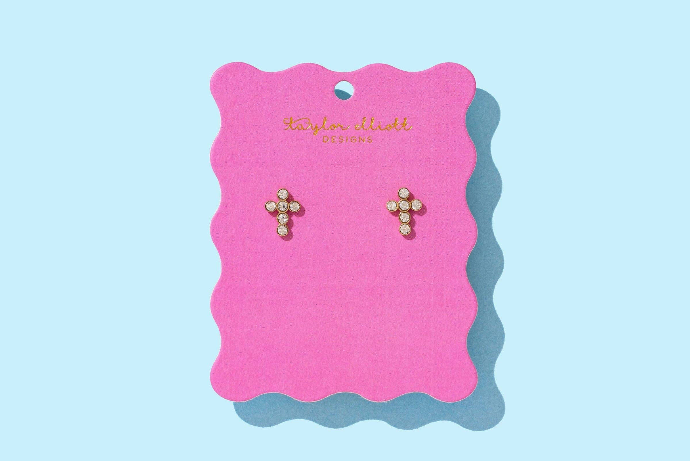 taylor elliott designs stud cross earrings in gemstones
