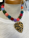 jennifer thames multi chunky square necklace with heart pendant