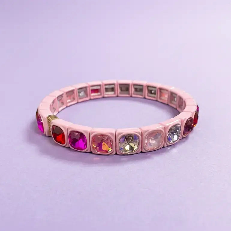 taylor elliott designs enamel stretch bracelet in pink