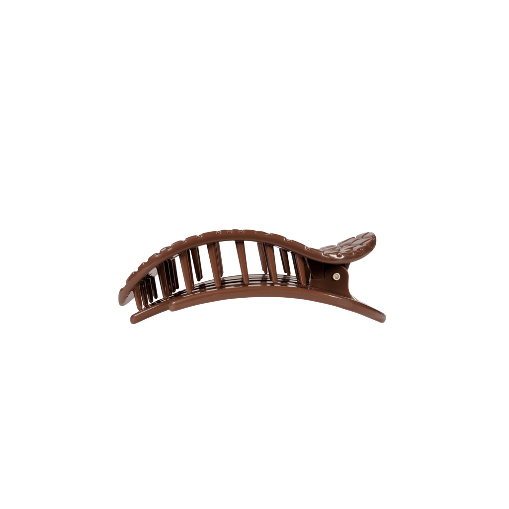 TELETIES Brown Crocodile Small Flat Round Hair Clip