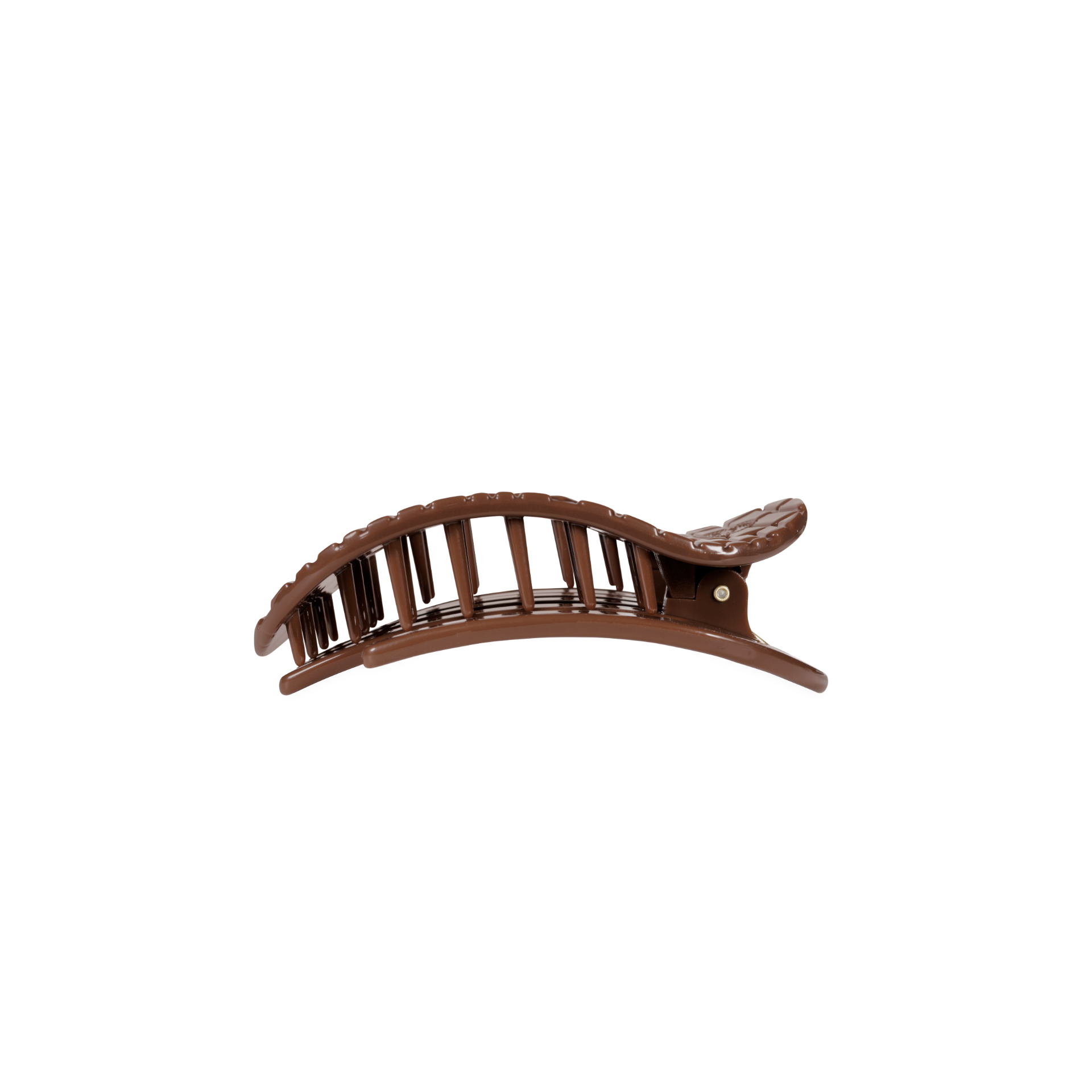 TELETIES Brown Crocodile Small Flat Round Hair Clip