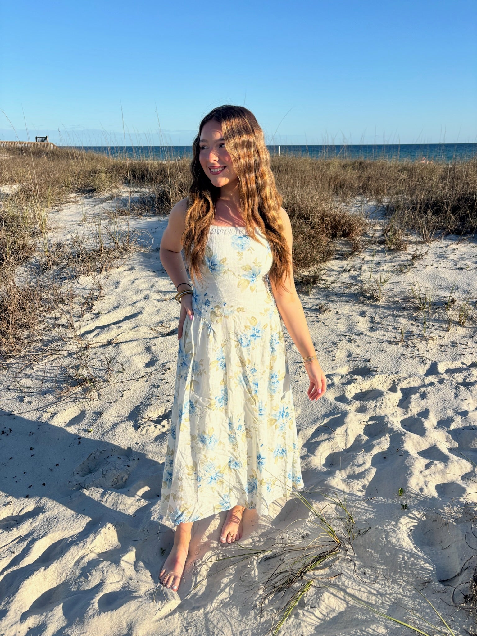 moon river sleeveless corset detail midi dress