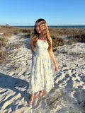 moon river sleeveless corset detail midi dress