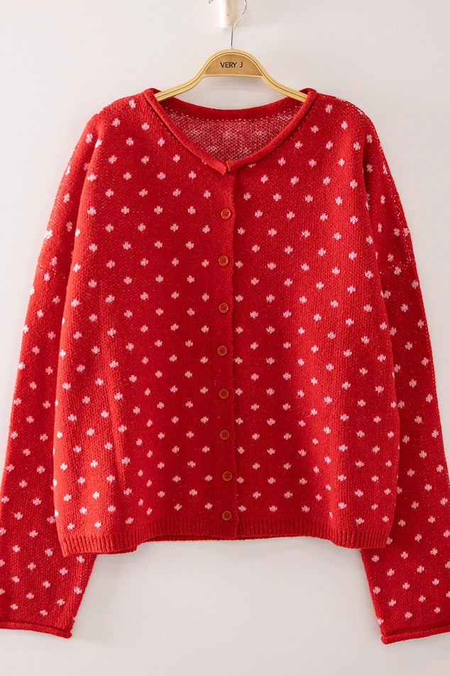 Sweet Dot Knit Red Sweater