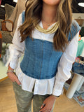 free people marilyn denim corset top in skylight