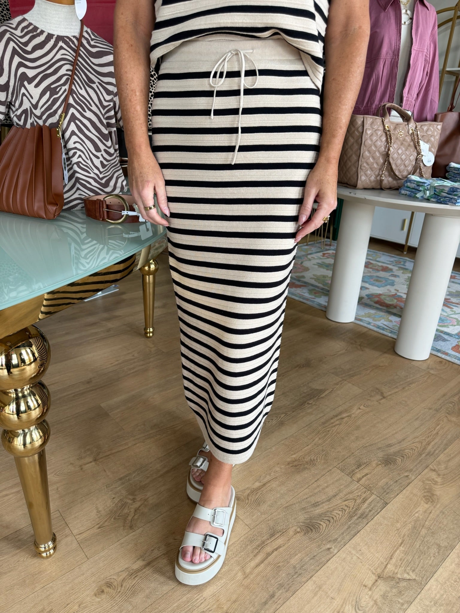 z supply emori striped skirt in natural
