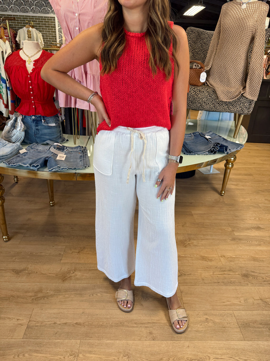 sadie & sage lilah wide leg pant in ivory
