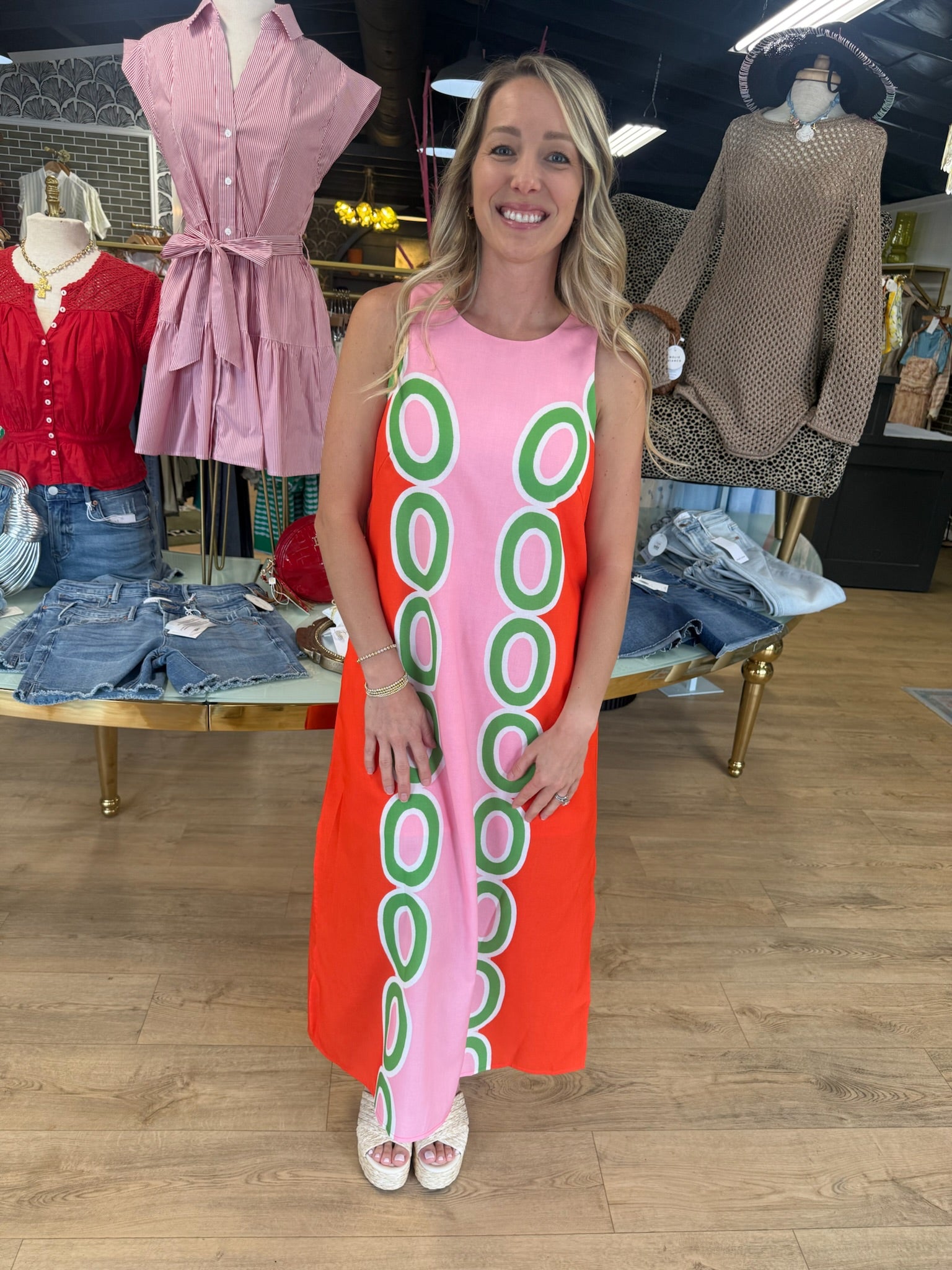 jade column midi dress in red links