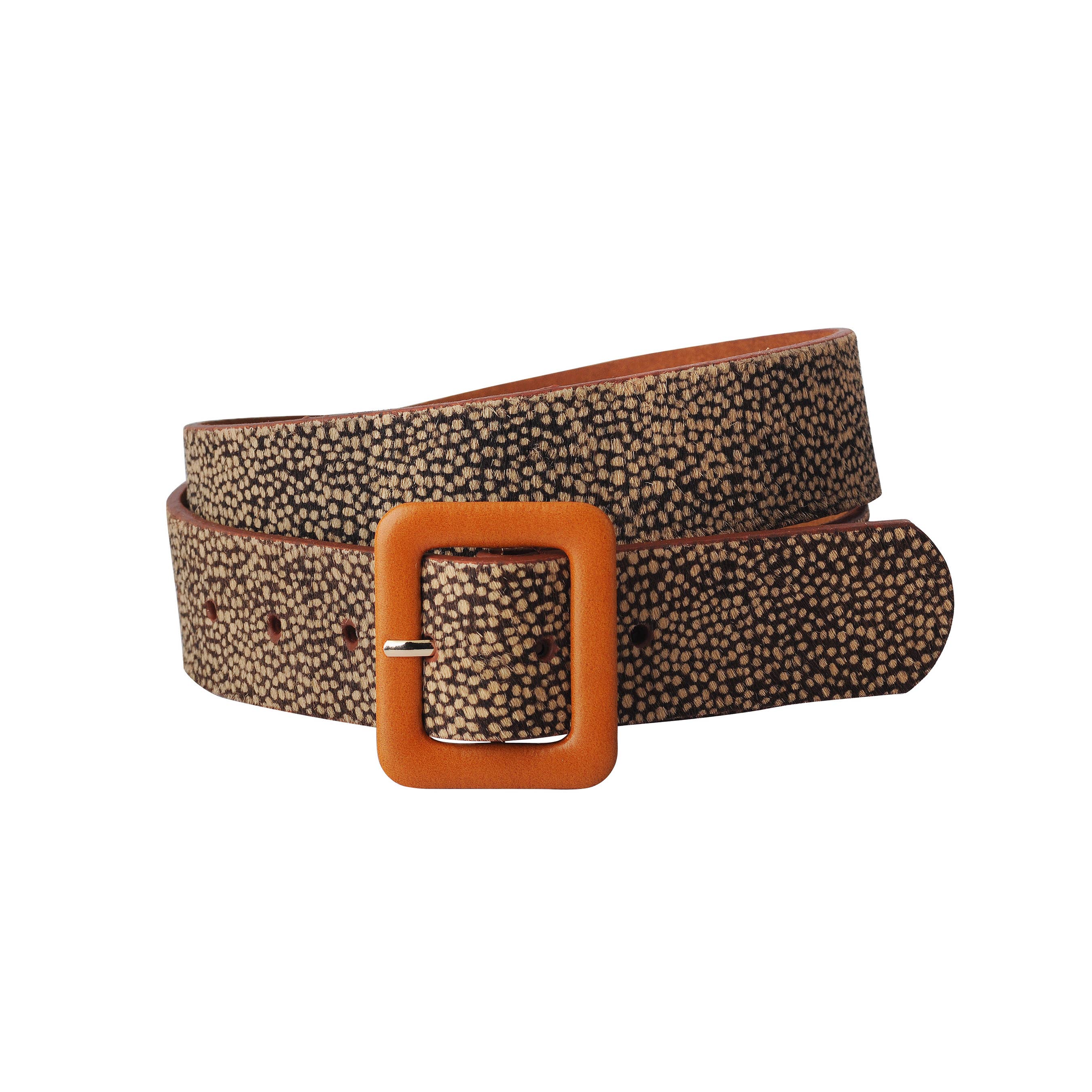 genuine leather spotted cowhide belt