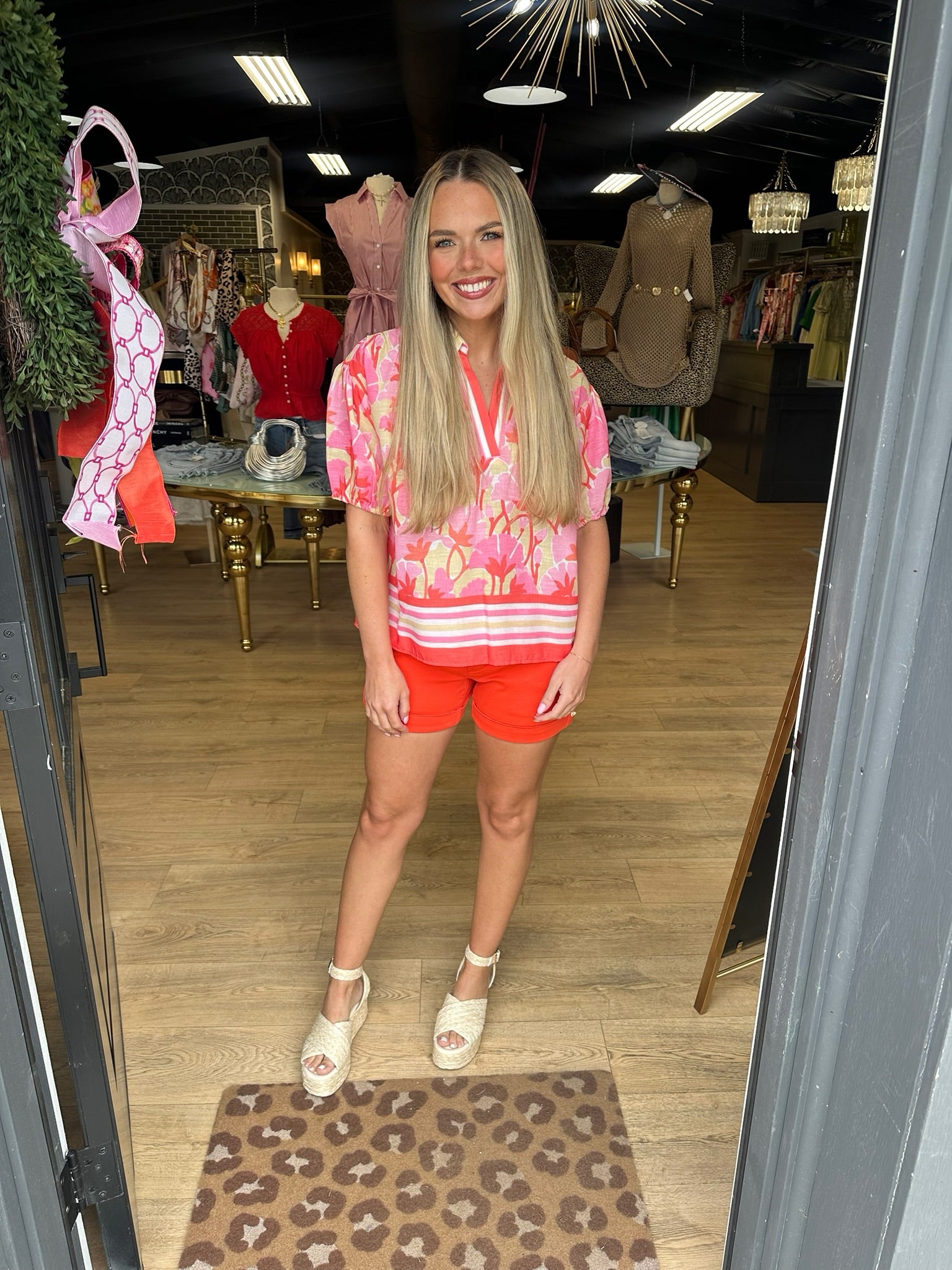 joy joy collar top in striped blossom