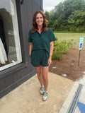 sadie and sage jetty shorts in navy and green