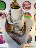 Clover & Tassel Silk Bandana Scarf, Green