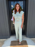 sage the label laguna ruched top in light sage