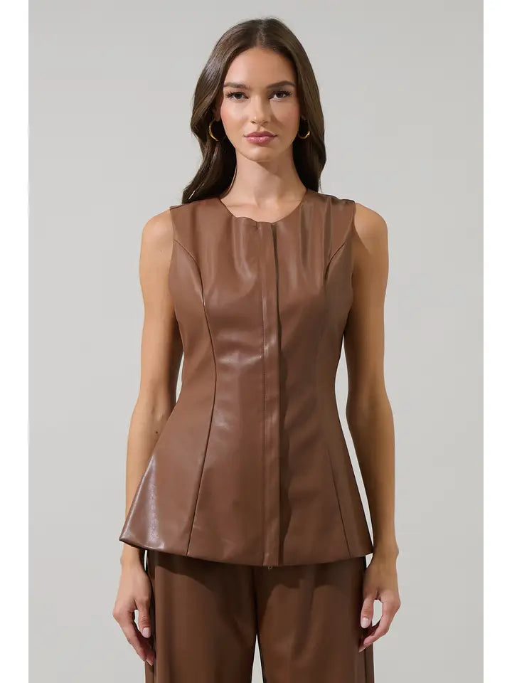 anisa leather tank in brown