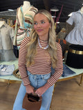 free people easy does it striped tee in brown combo