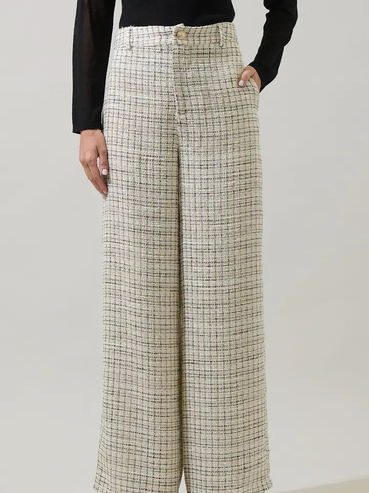 gisella wide leg trousers in ivory tweed