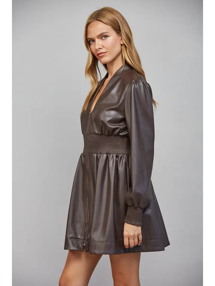 the dallas smocked dress in chocolate brown