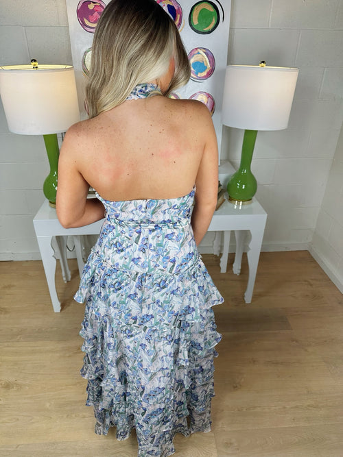 ASTR adamaris dress in blue floral