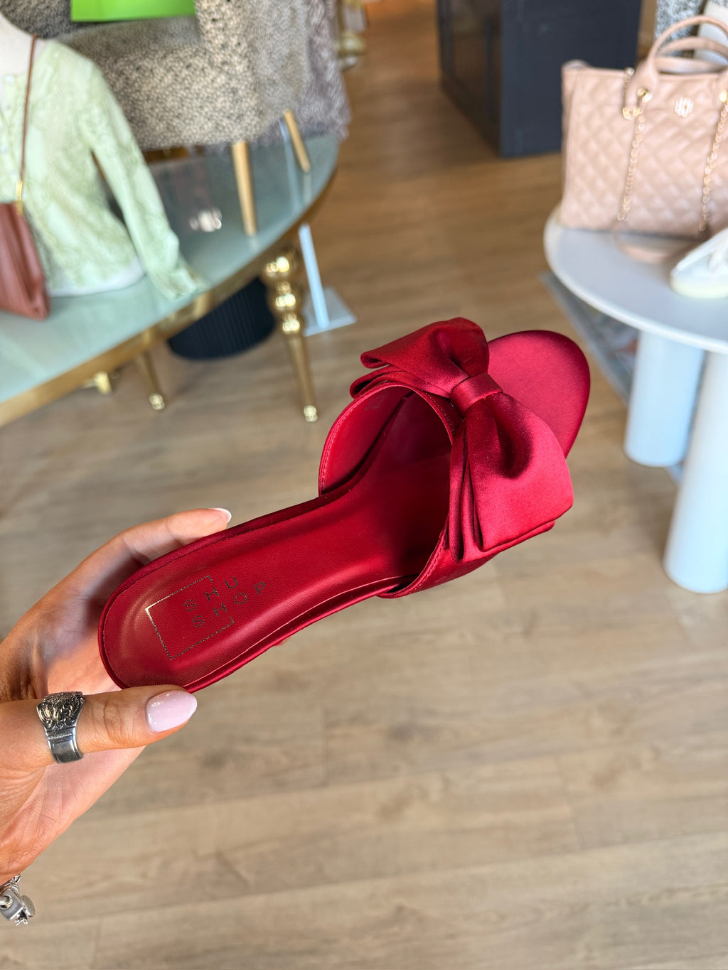 shu shop elena red stain heel