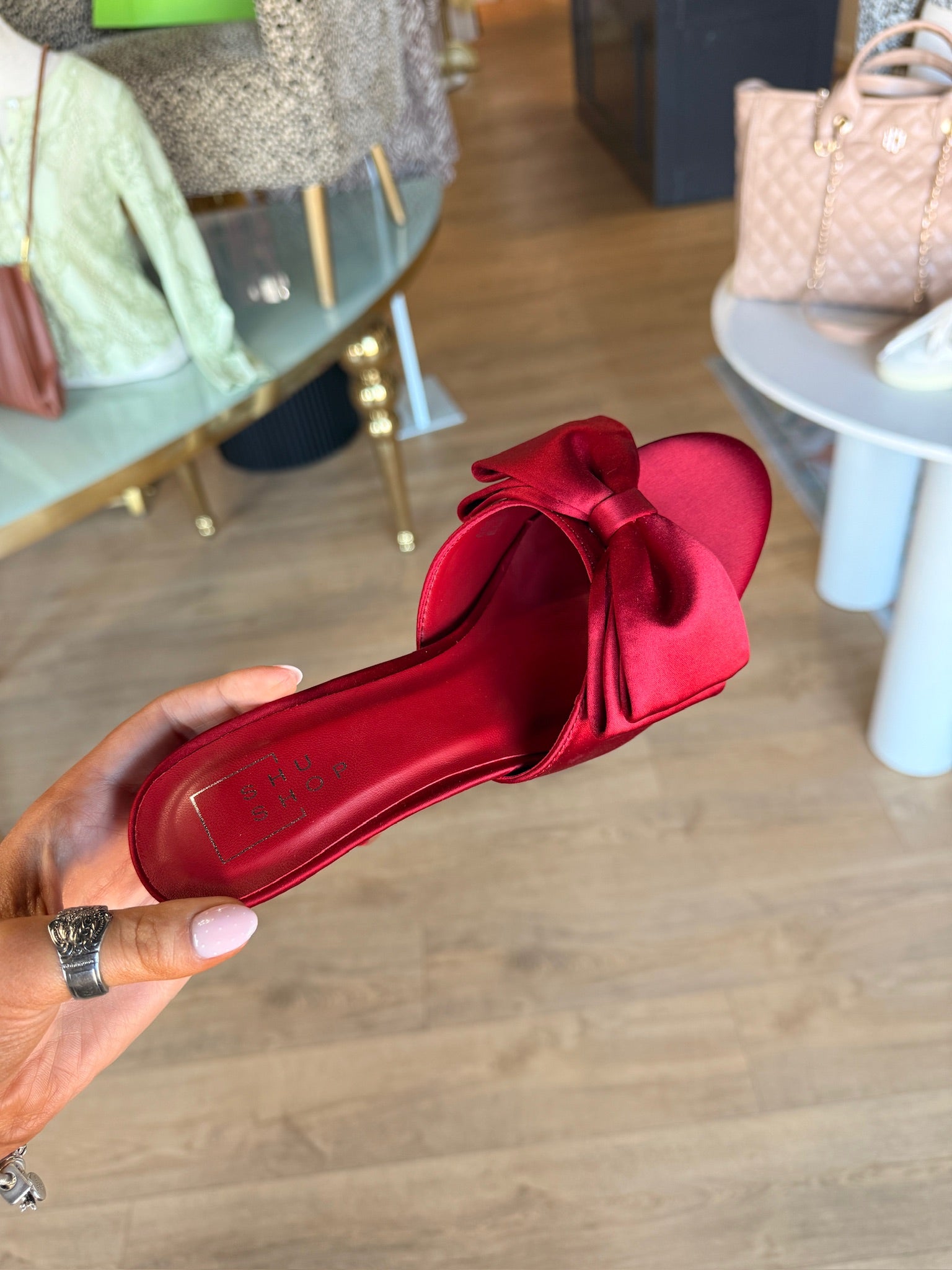 shu shop elena red stain heel